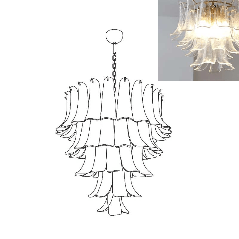 Celiian Chandelier Murano Glass Petals Vintage