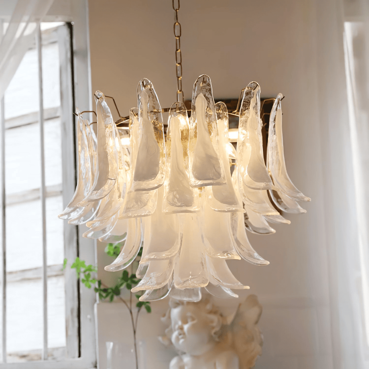 Celiian Chandelier Murano Glass Petals Vintage