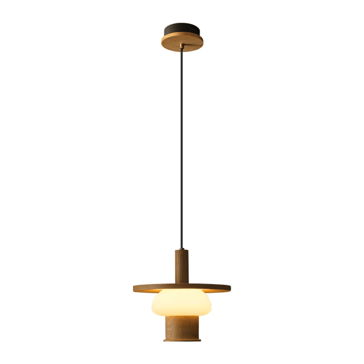 Zephaan Traditional Art Classic Glass Wood Pendant Light