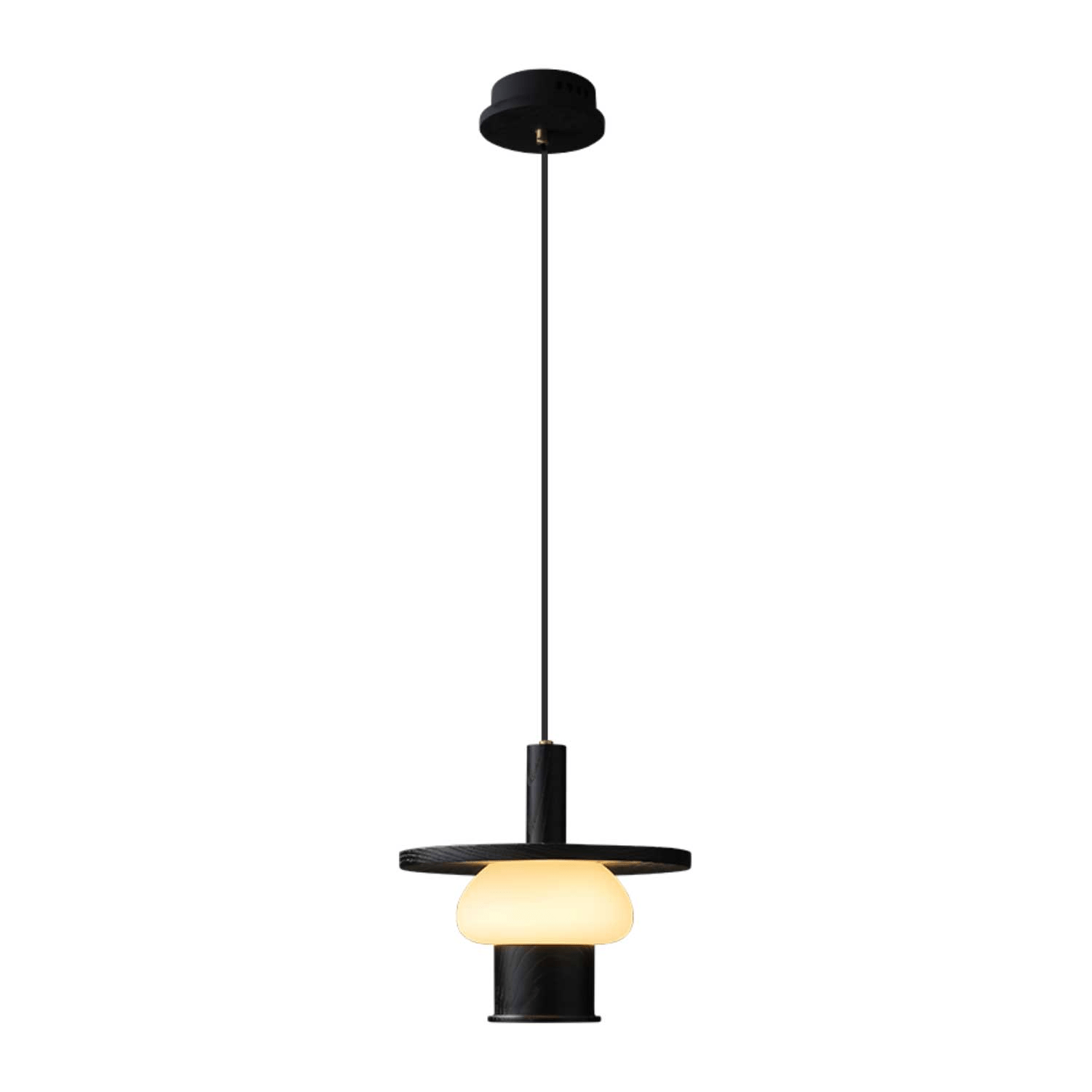 Zephaan Traditional Art Classic Glass Wood Pendant Light