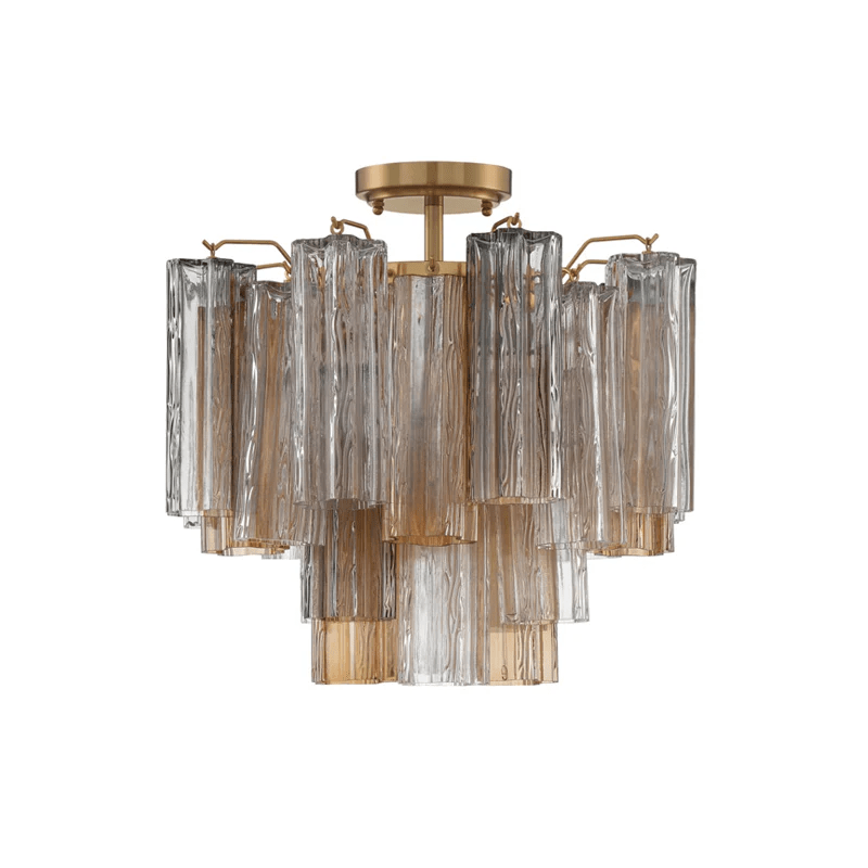Eirerise Ceiling Lamp Clear Murano Glass Tubular Handblown