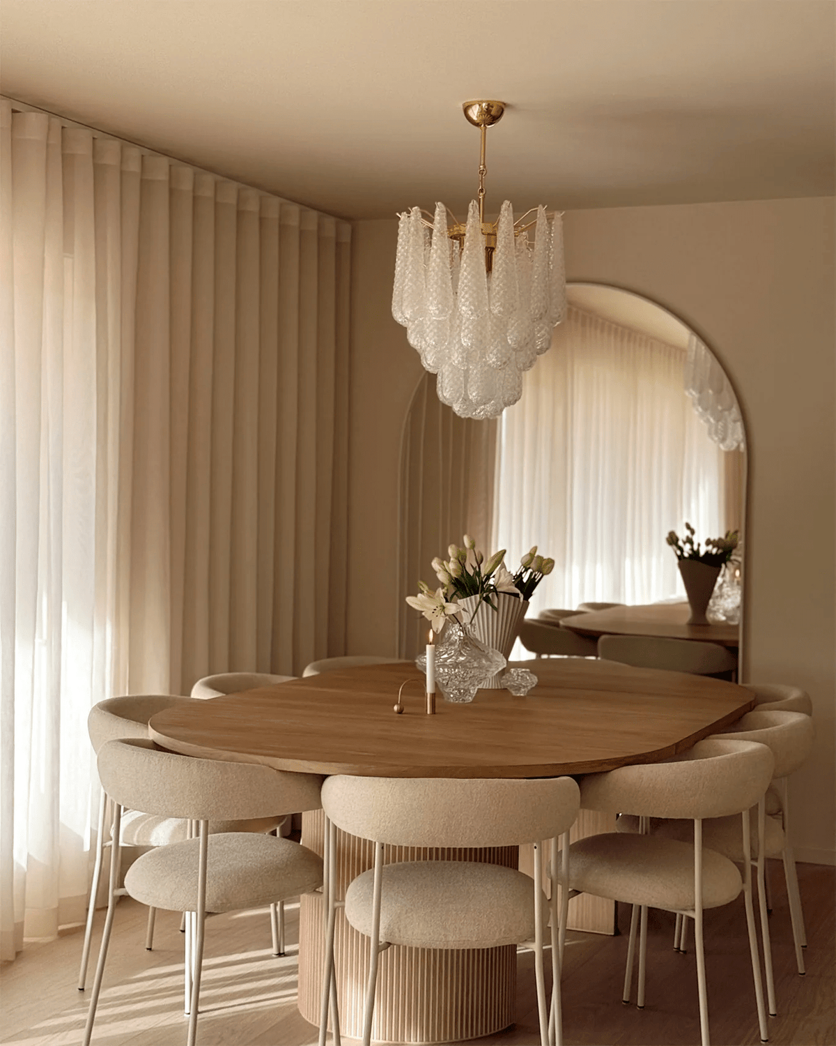 Velivena Chandelier Murano Glass Drops Frosted Teardrop