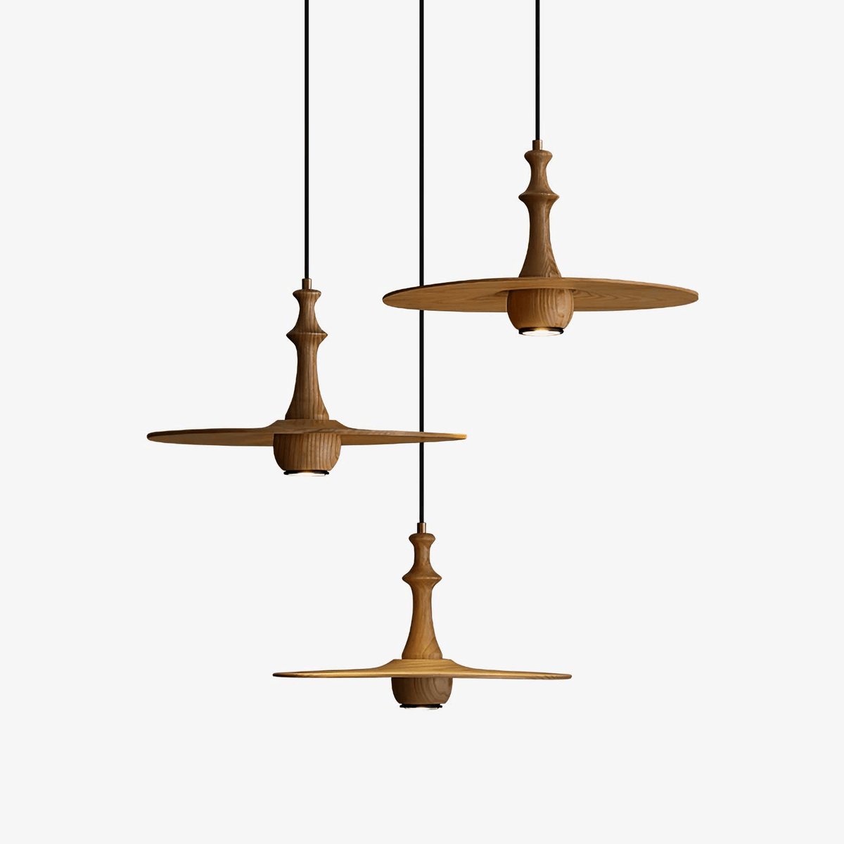 Spindle Wooden Spin Pendant Light