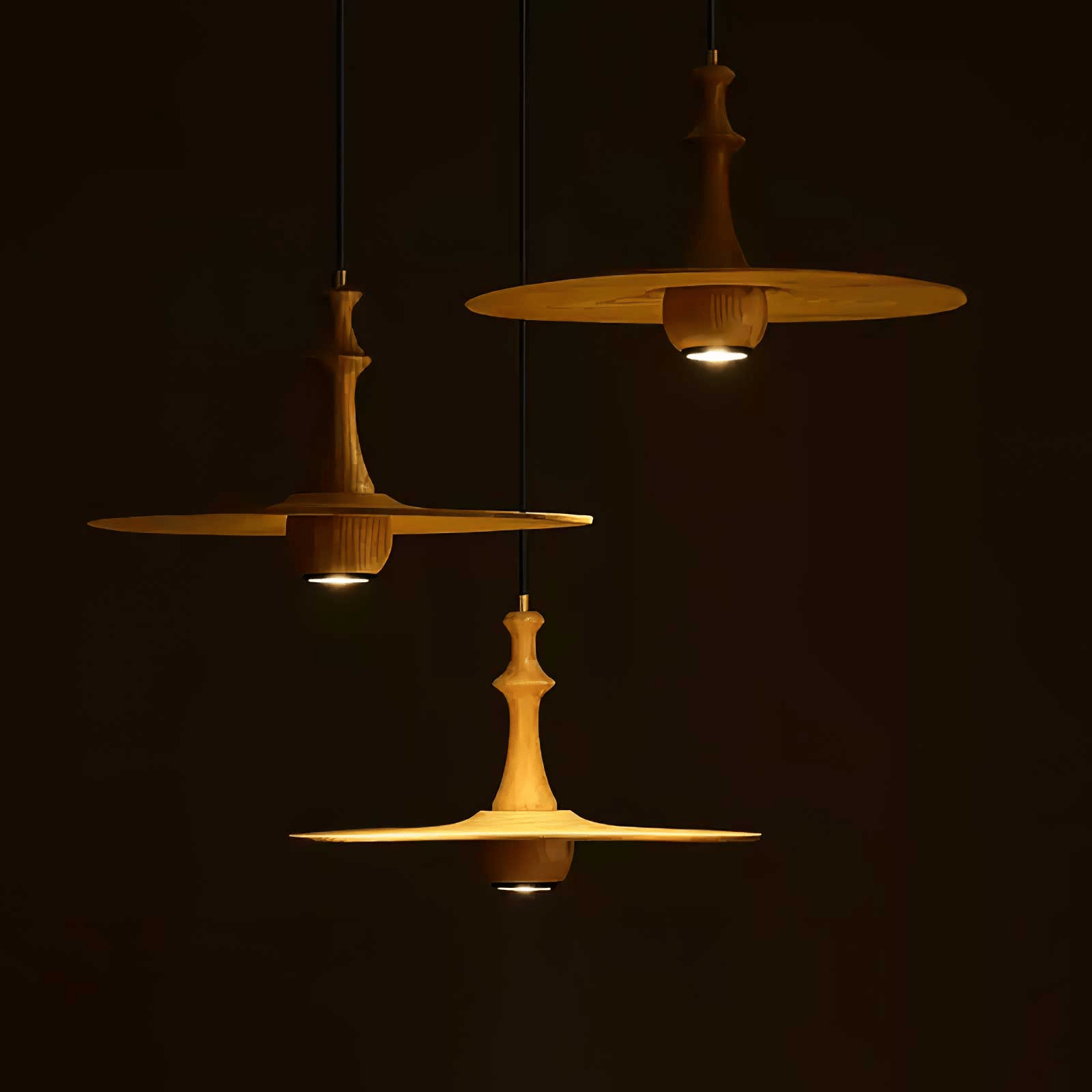 Spindle Wooden Spin Pendant Light