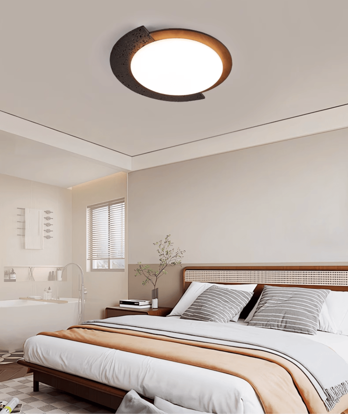 Taveira Asymmetrical Black Travertine Ceiling Light