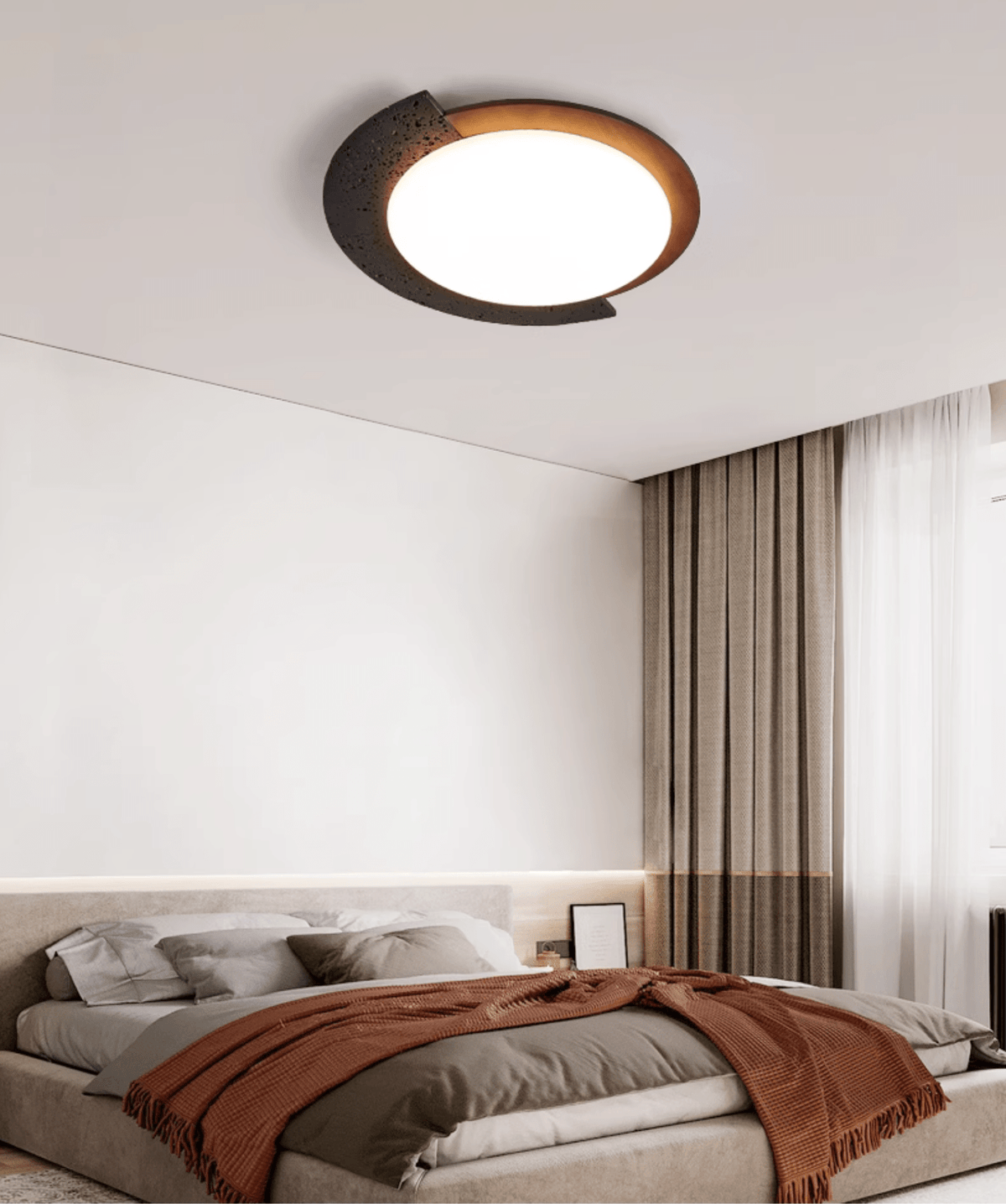 Taveira Asymmetrical Black Travertine Ceiling Light