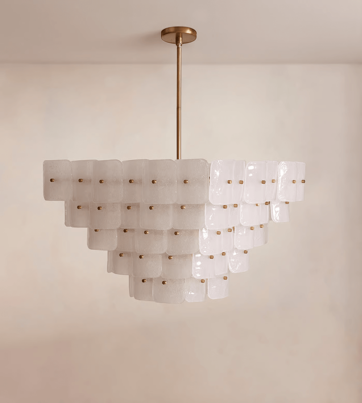 Eiriora Chandelier White Frosted Glass Geometric Tiered