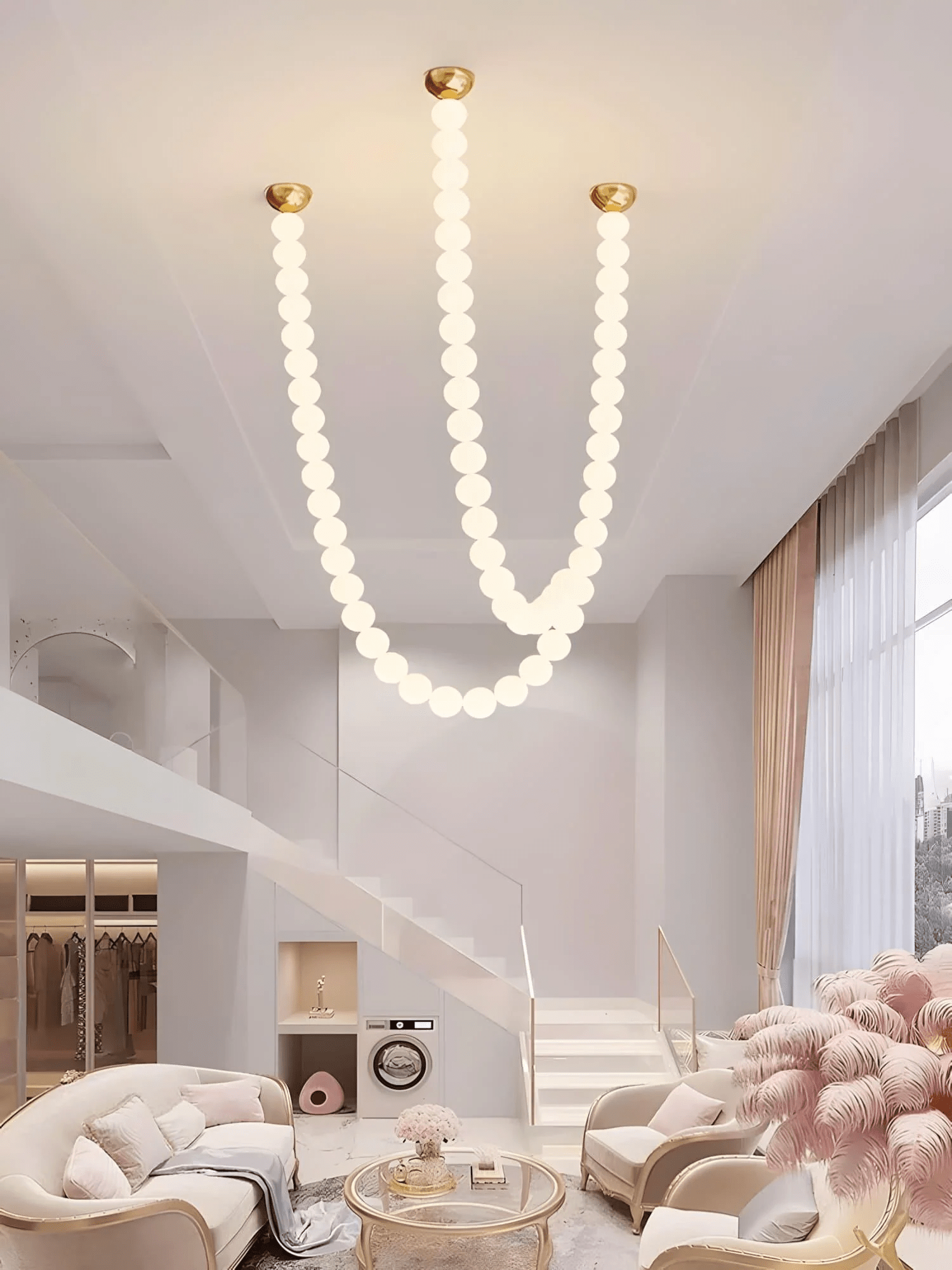 PearlCascade Glass Bead Chandelier