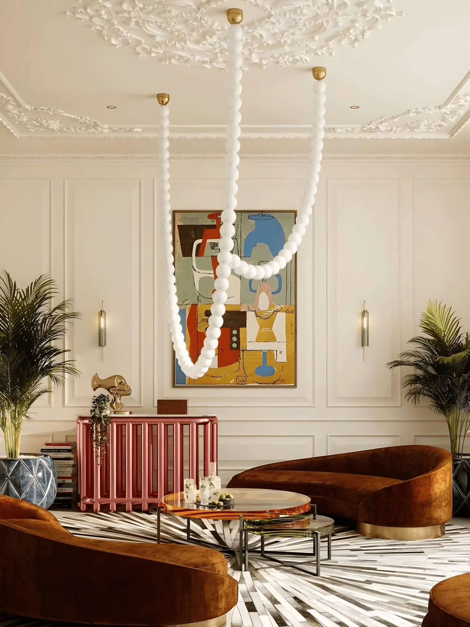 PearlCascade Glass Bead Chandelier
