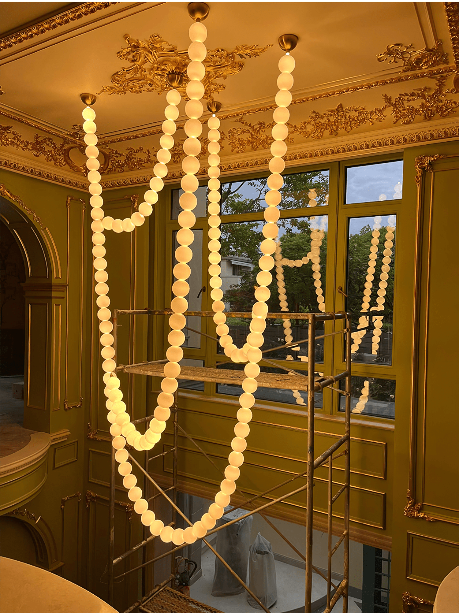 PearlCascade Glass Bead Chandelier