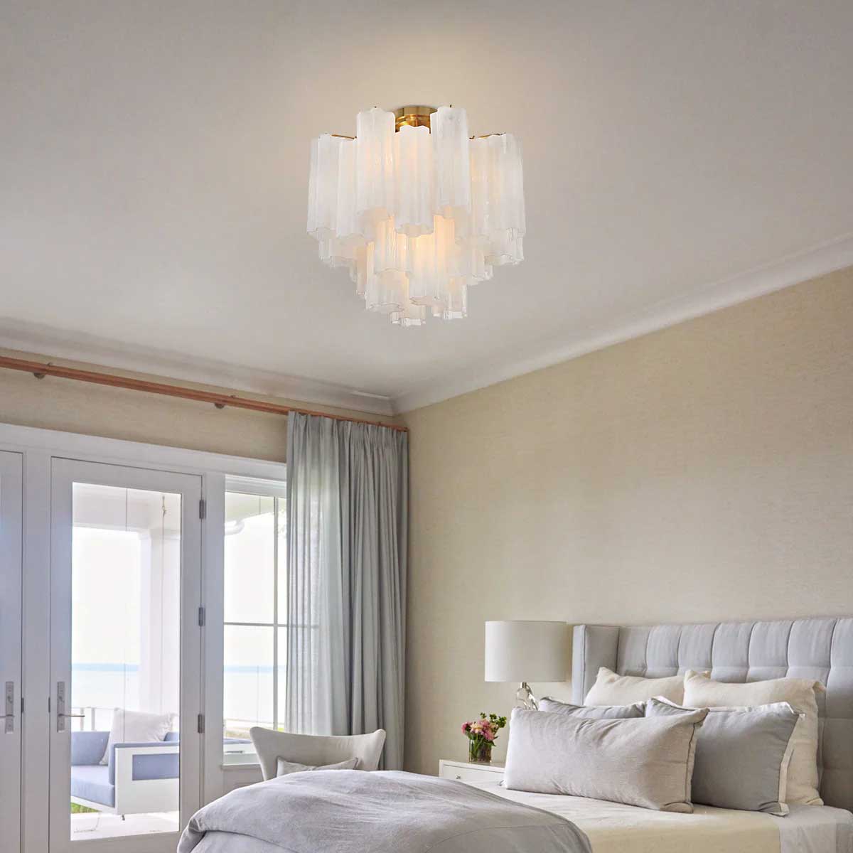 Eirerise Ceiling Lamp Clear Murano Glass Tubular Handblown