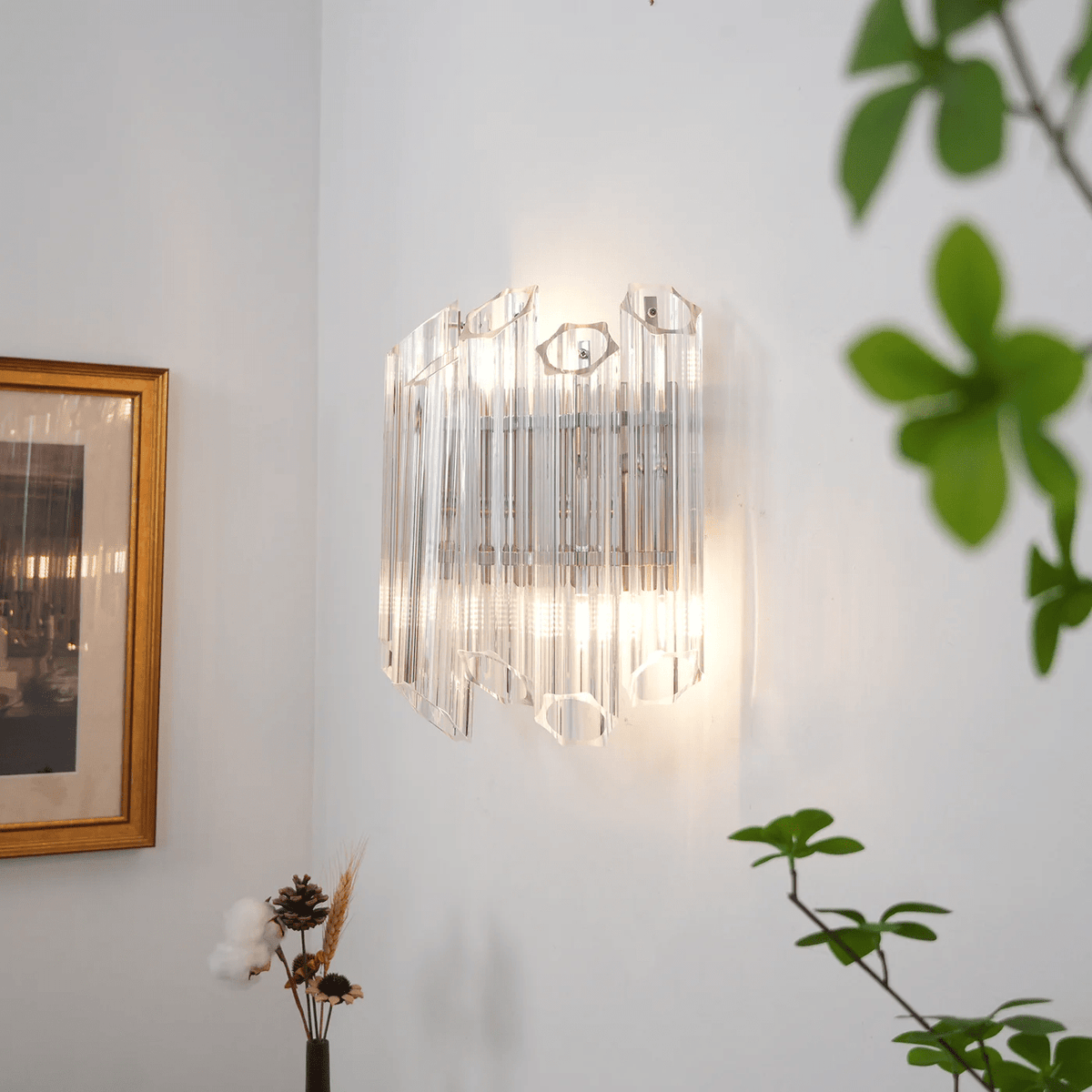 Celalaria Wall Lamp Clear Murano Glass Tube Cascade