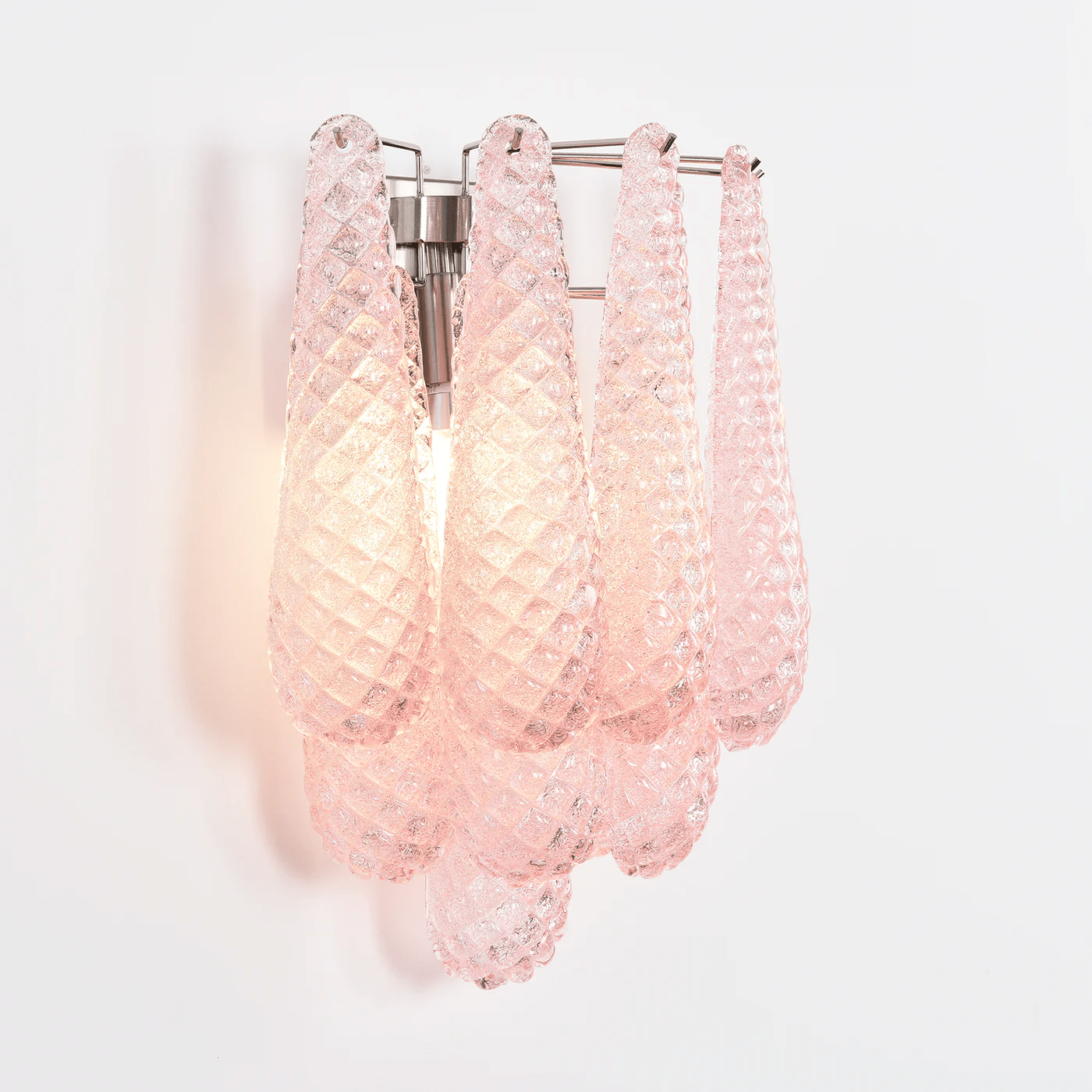Liorelaria Wall Lamp Pink Teardrop Glass Floral Artistic