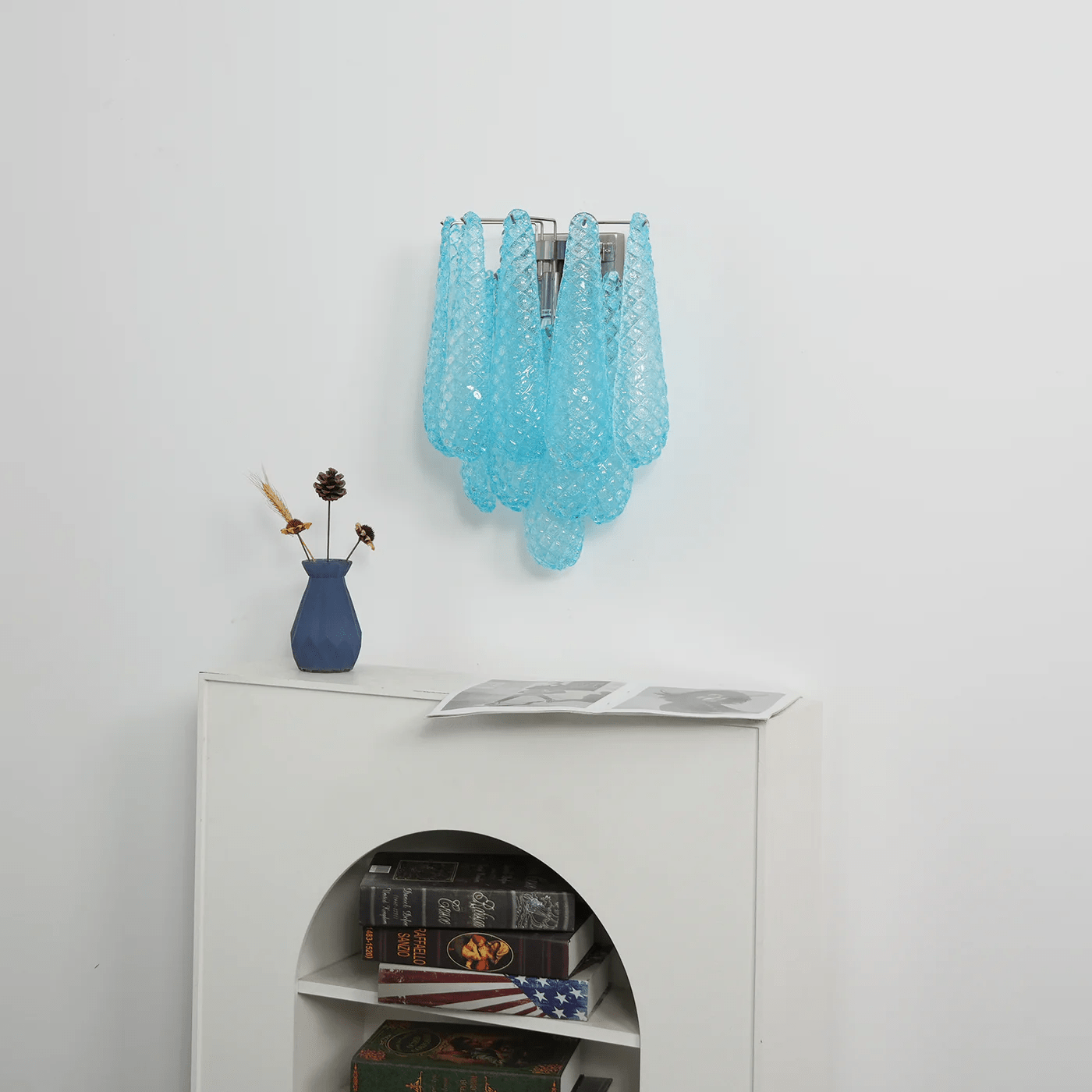 Liorelaria Wall Lamp Pink Teardrop Glass Floral Artistic