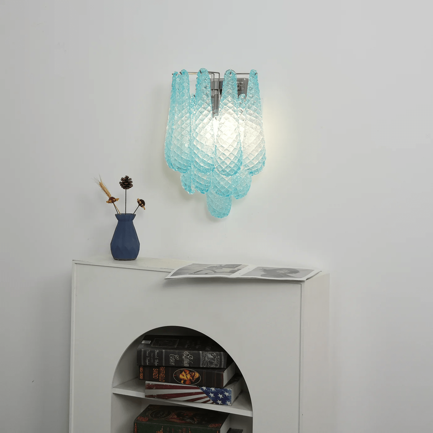Liorelaria Wall Lamp Pink Teardrop Glass Floral Artistic