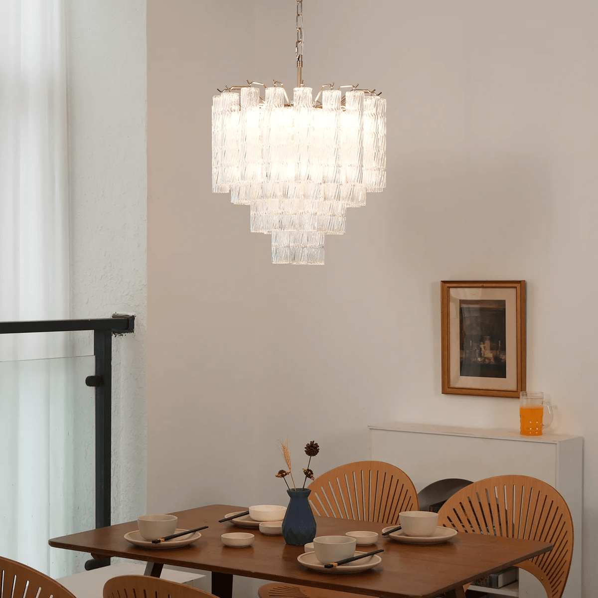 Veliella Chandelier Murano Glass Tiered Cascading Waves