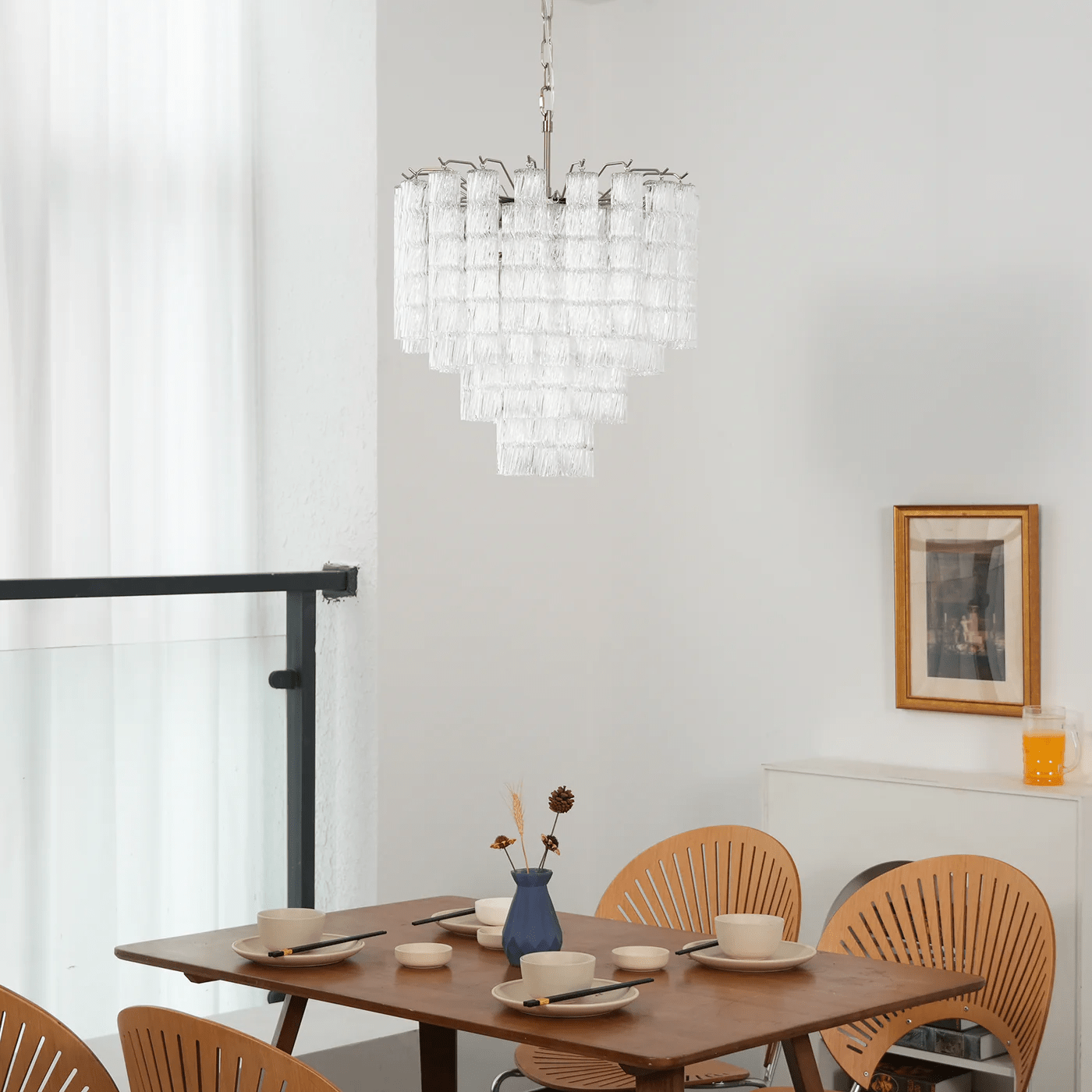 Veliella Chandelier Murano Glass Tiered Cascading Waves