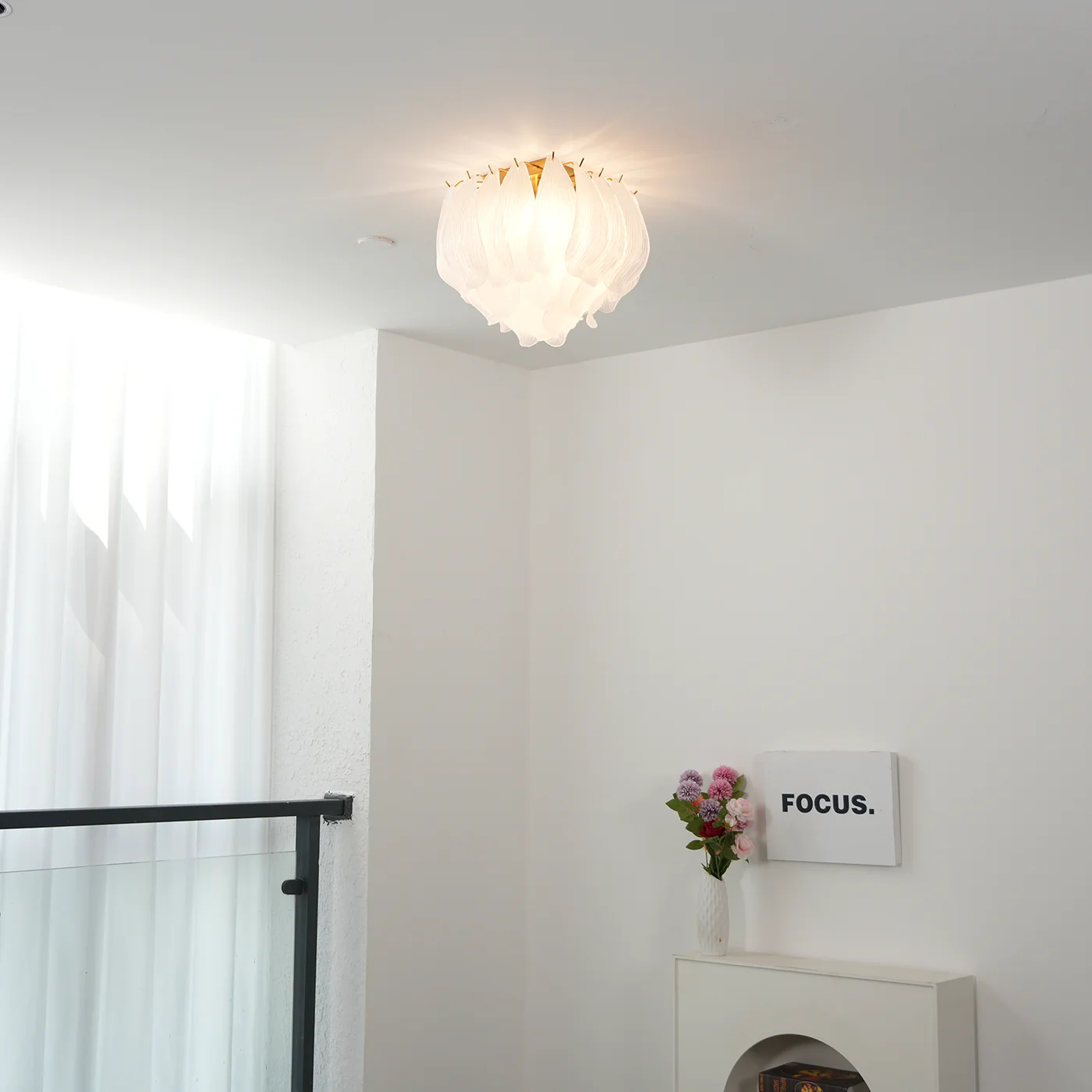 Liorivina Ceiling Lamp Murano Petal Hand-Blown Glass Flushmount