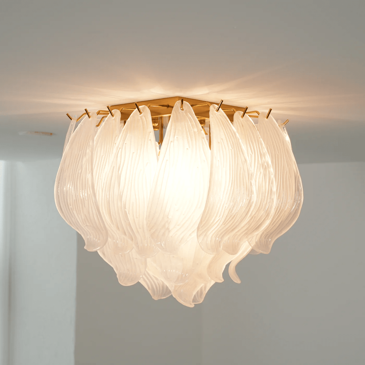 Liorivina Ceiling Lamp Murano Petal Hand-Blown Glass Flushmount