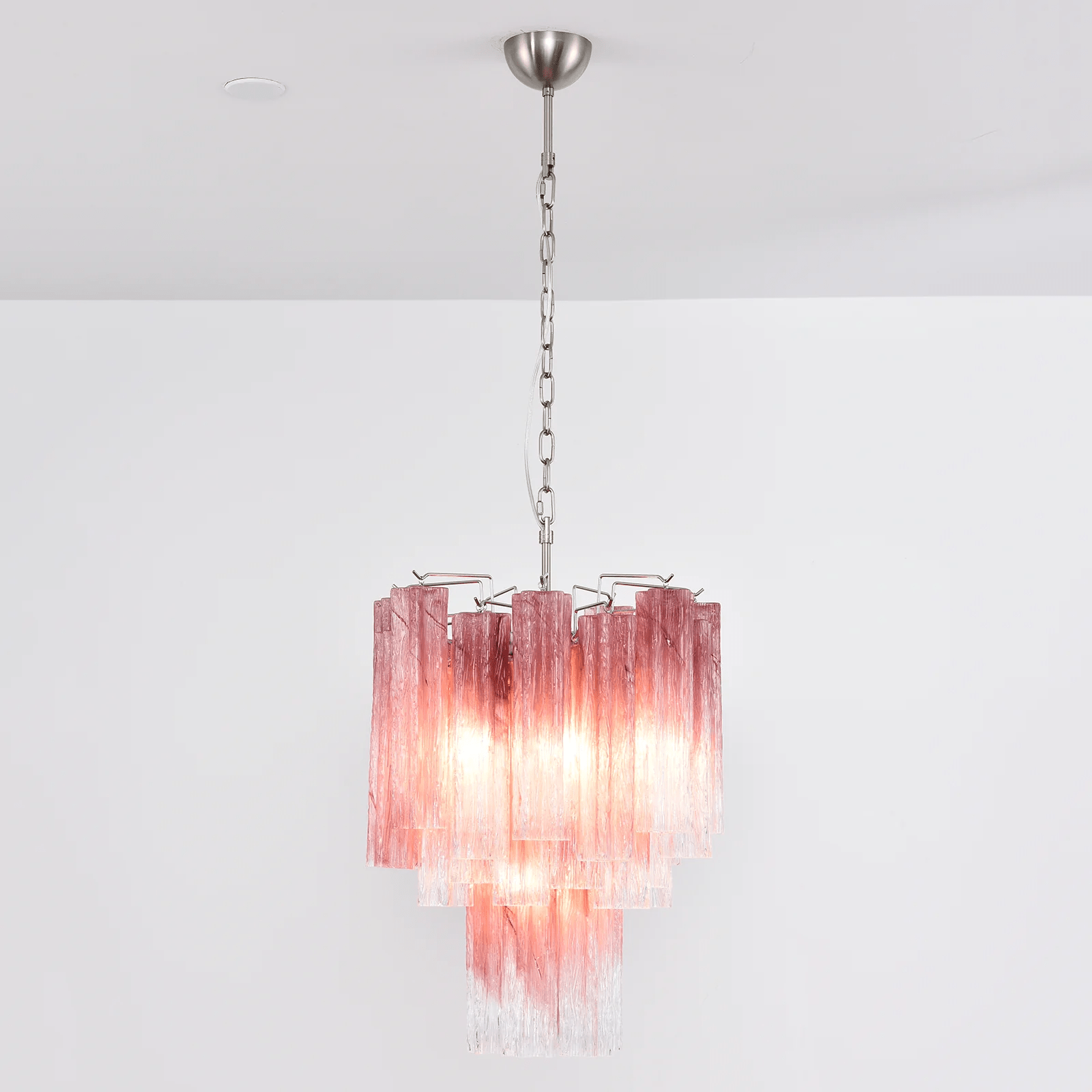 Veluora Chandelier Rose Gradient Murano Glass Tiered