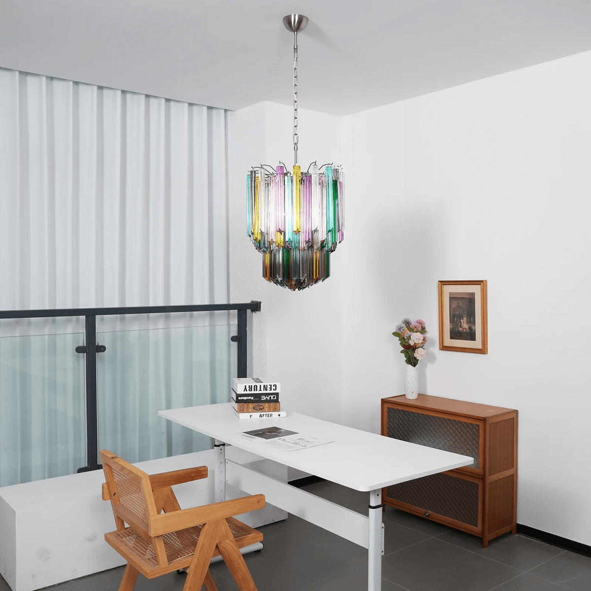 Celorelle Chandelier Murano Glass Colorful Prism