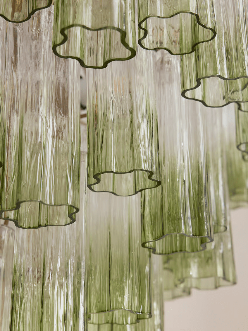 Celeira Chandelier Murano Glass Tiered Green