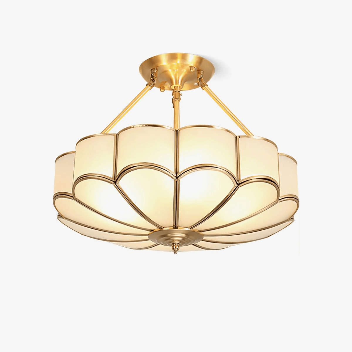 Levenor Ceiling Light Frosted Glass Petal Brass Art