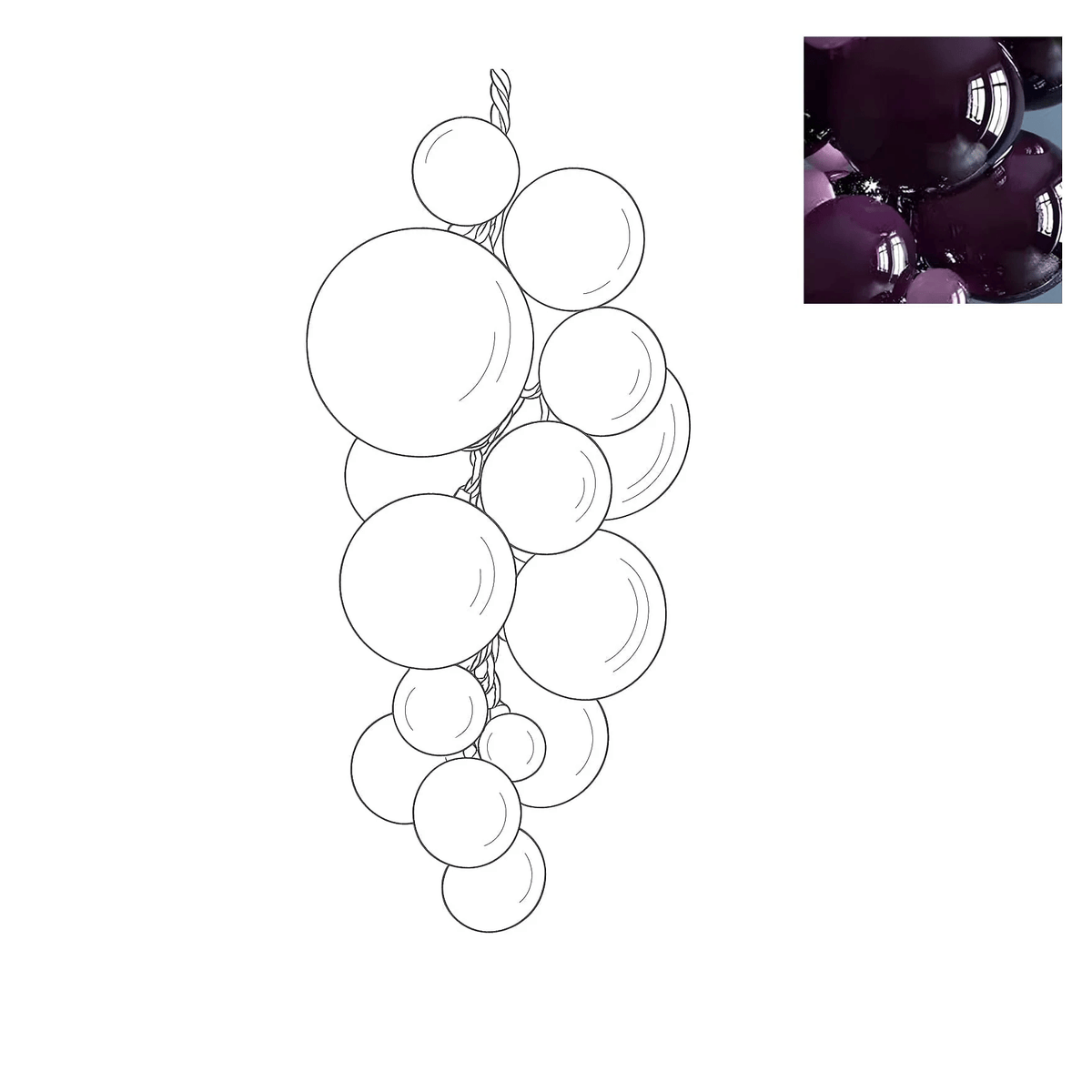 Blixo Chandelier Murano Glass Grape Cluster Art Deco