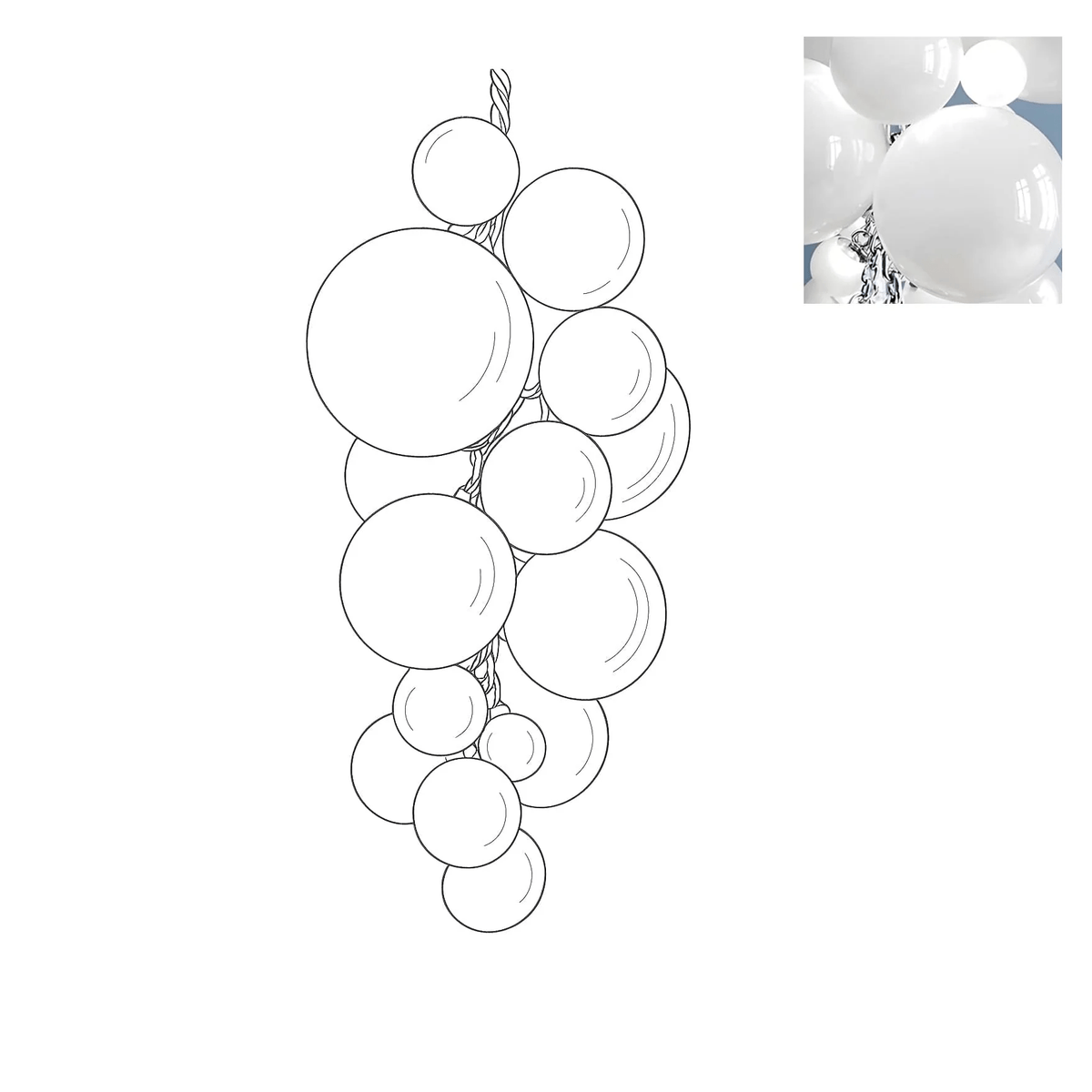 Blixo Chandelier Murano Glass Grape Cluster Art Deco