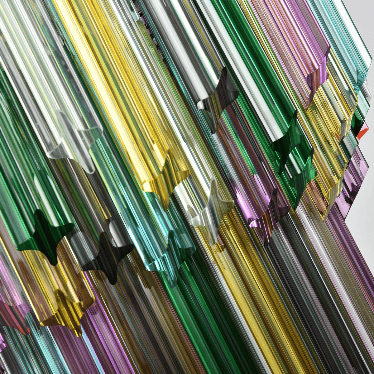 Celorelle Chandelier Murano Glass Colorful Prism