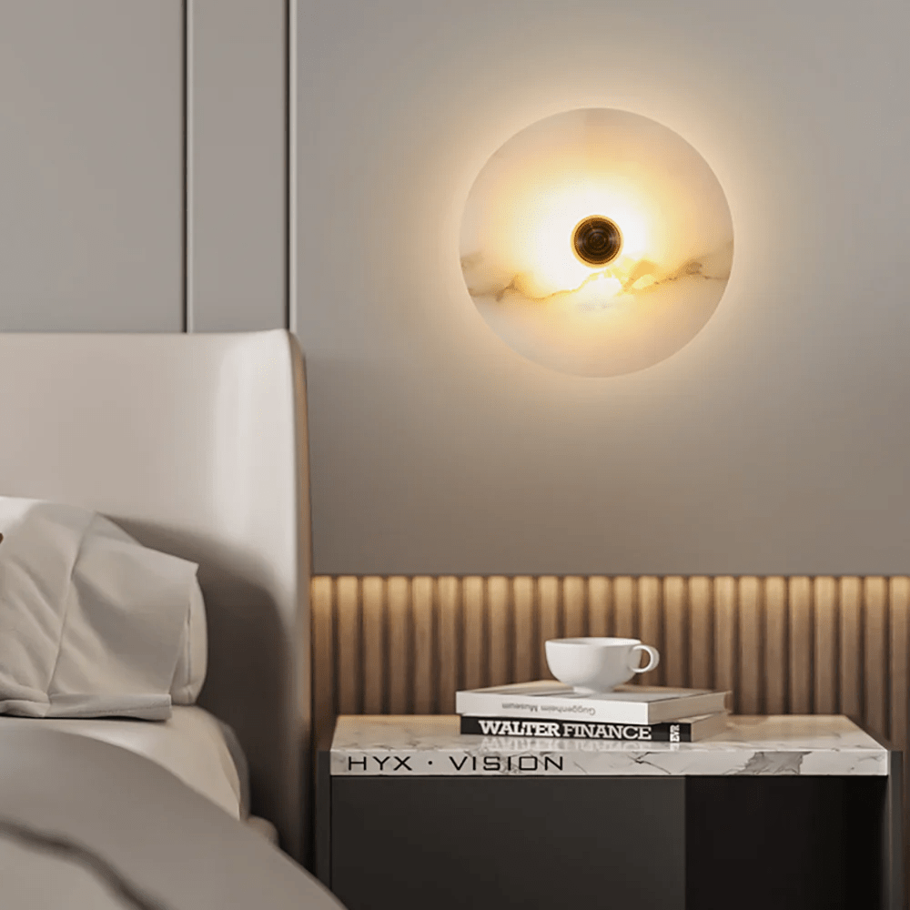 Selene Minimalist Alabaster Ceiling Light