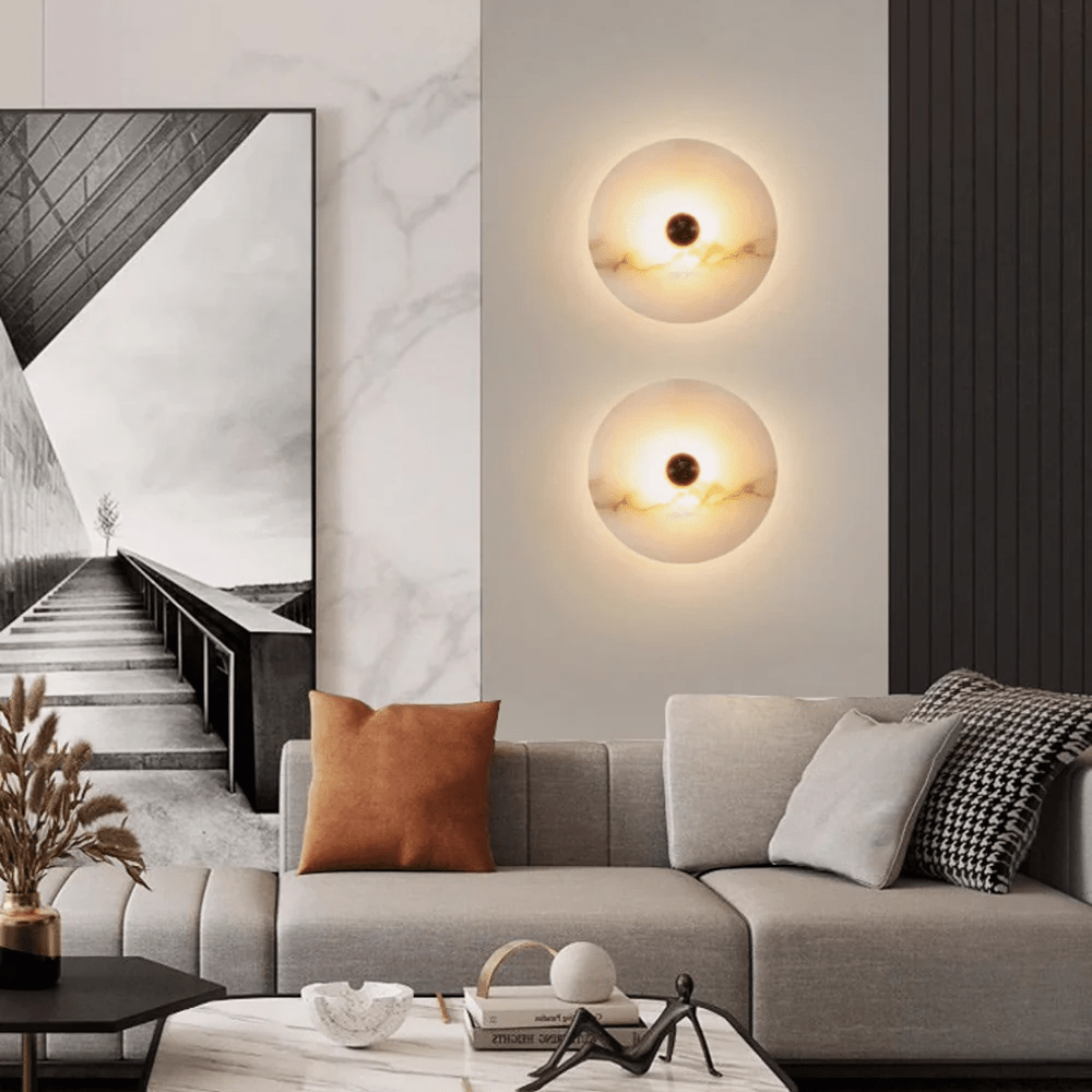 Selene Minimalist Alabaster Ceiling Light