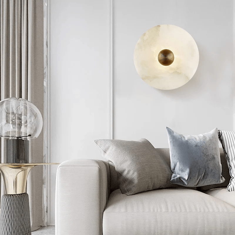 Selene Minimalist Alabaster Ceiling Light