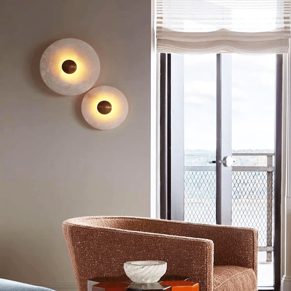 Selene Minimalist Alabaster Ceiling Light