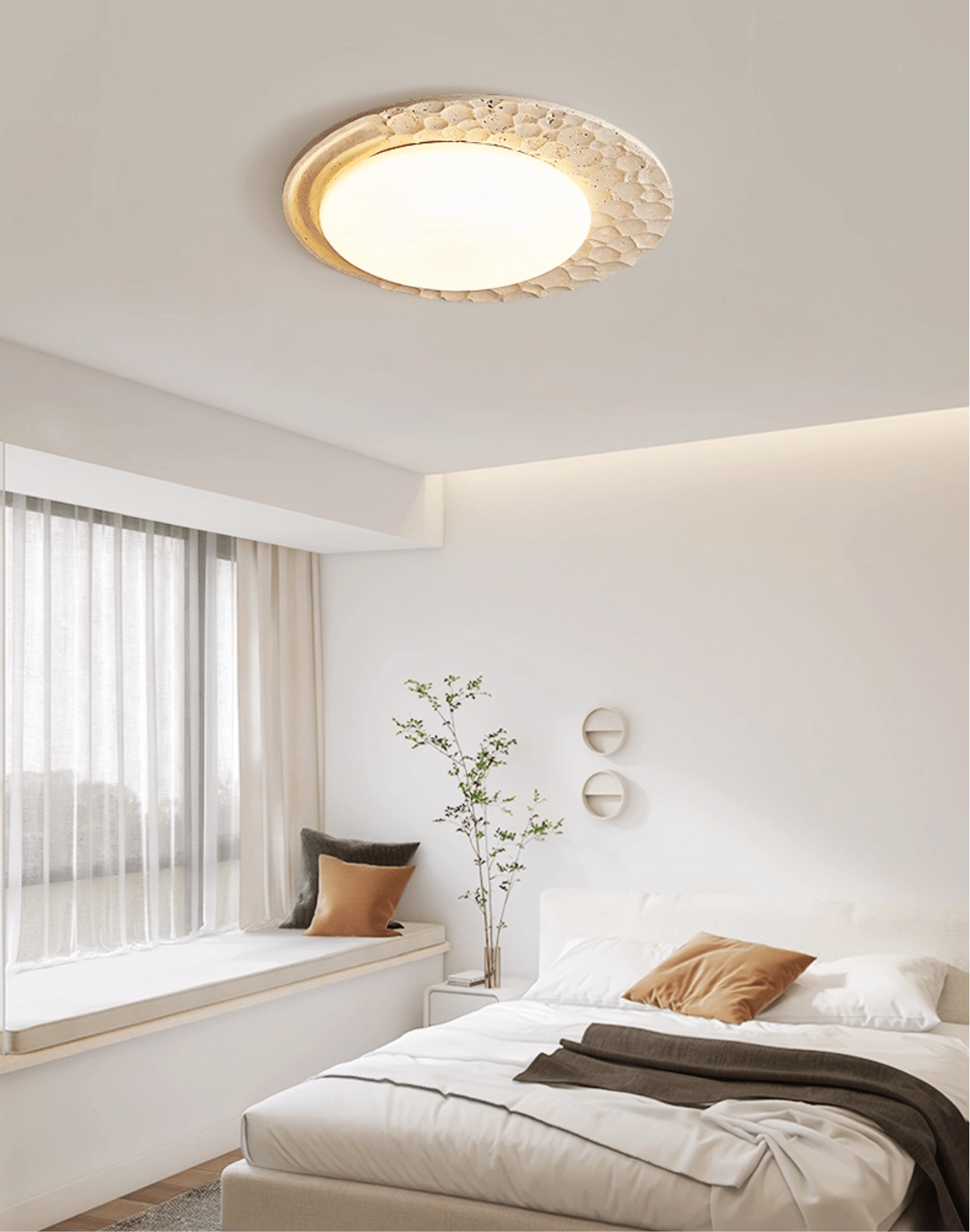 Ivsoris Textured Travertine Ceiling Light