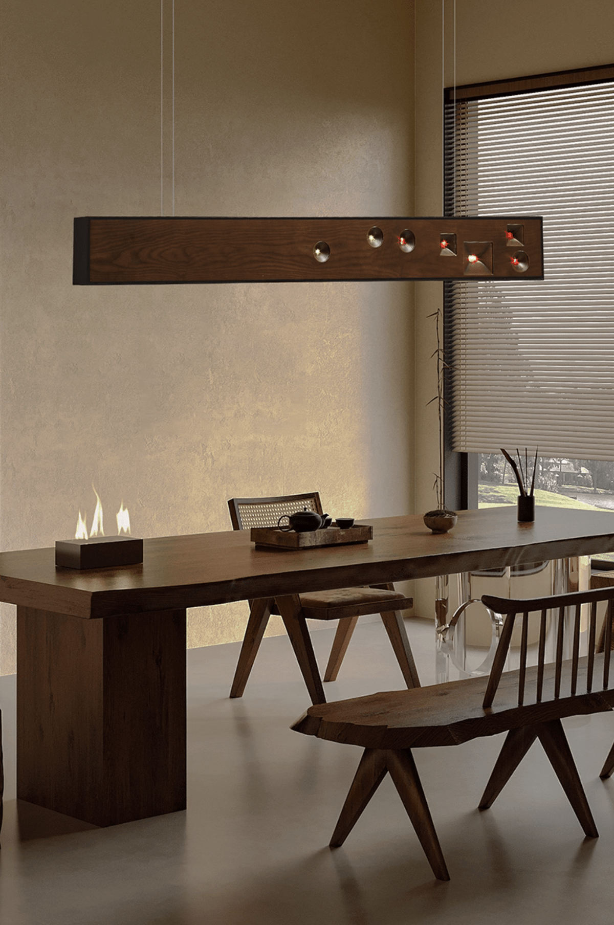 Elvorora Pendant Light Wood Gemstone Linear LED