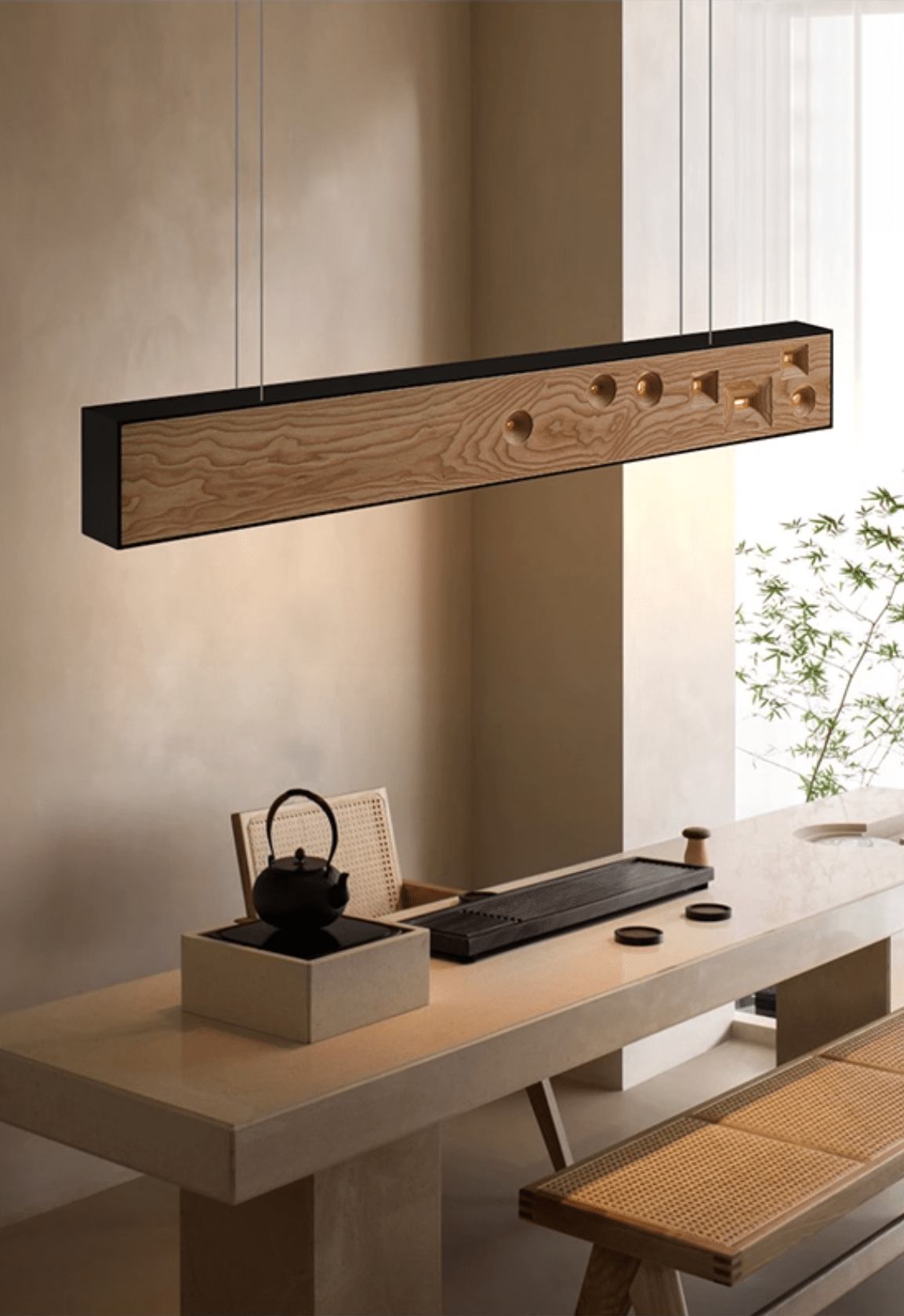 Elvorora Pendant Light Wood Gemstone Linear LED