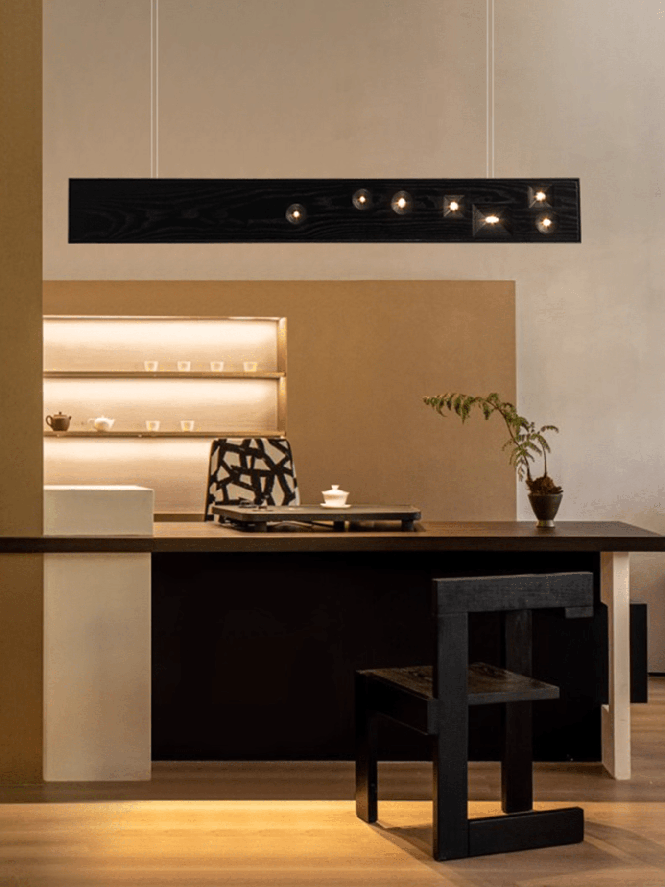 Elvorora Pendant Light Wood Gemstone Linear LED