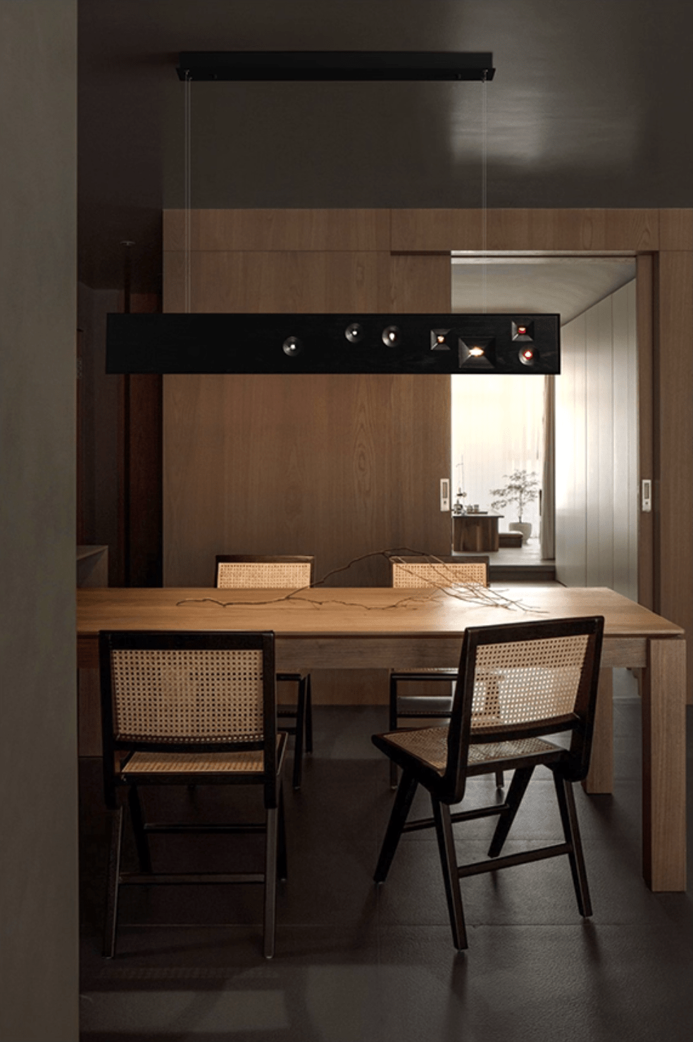 Elvorora Pendant Light Wood Gemstone Linear LED