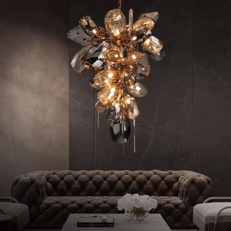 Celirian Chandelier Modern Glass Crystal Smoked Cluster