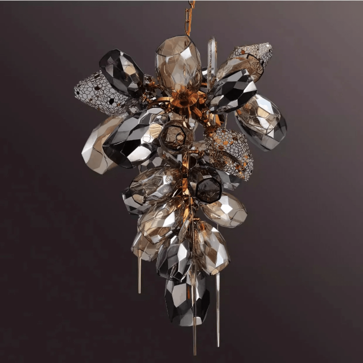 Celirian Chandelier Modern Glass Crystal Smoked Cluster