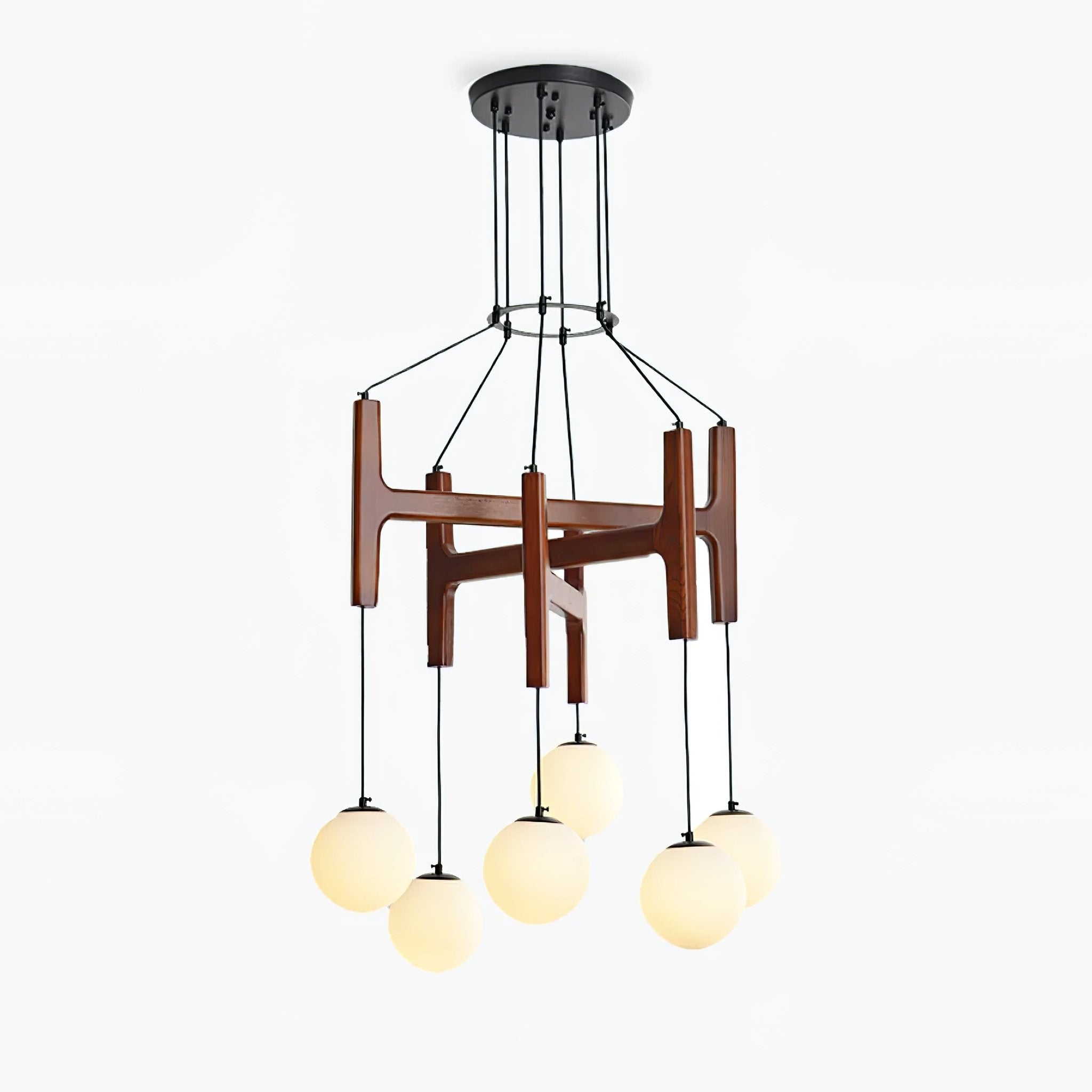 Xylocube Geometric Wood Globe Pendant Light - Neutral Decor