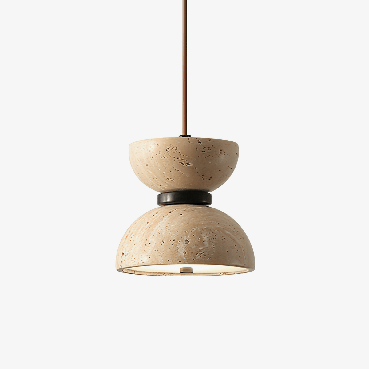 Tersus  Travertine Hourglass Pendant  Light Double-dome