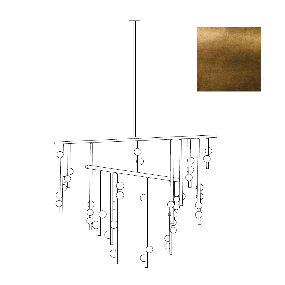 Miraview Brass Glass Drop Chandelier