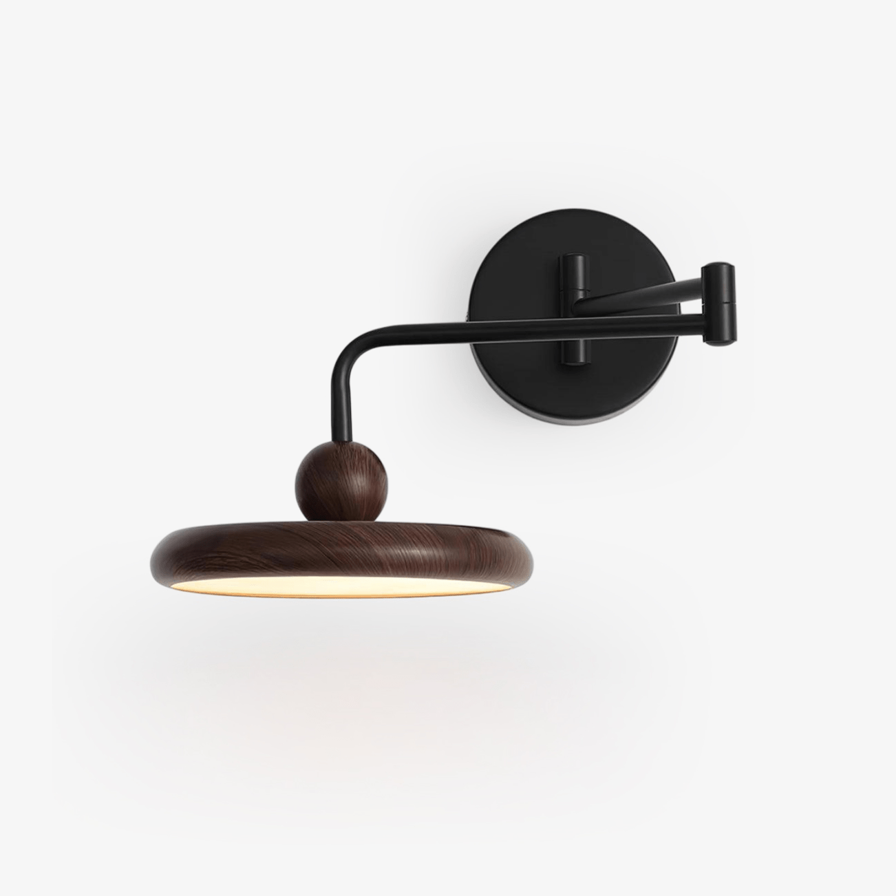 Kenshika Wooden Disc Black Wall Light