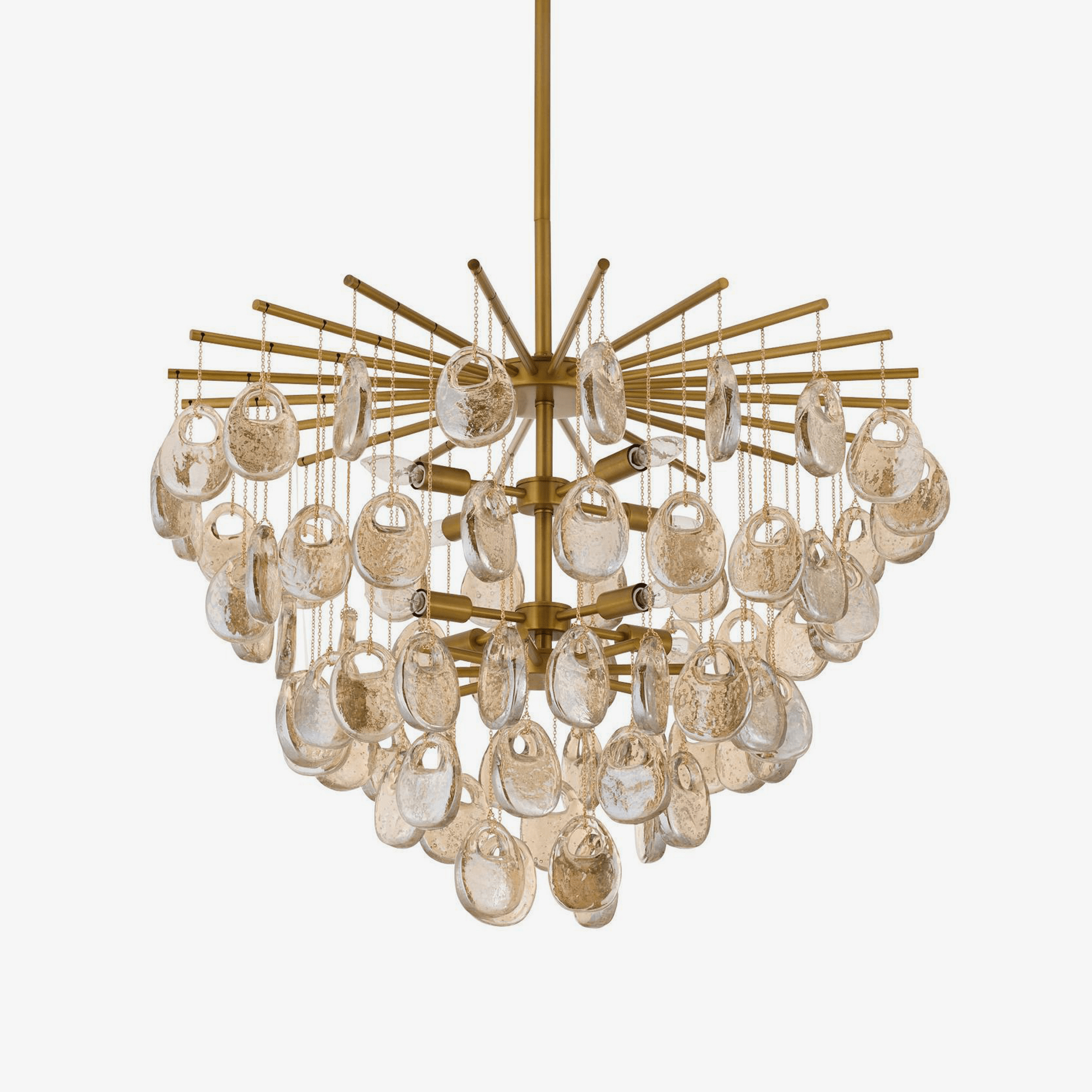 Velaian Chandelier Amber Seedy Glass Drop Antique Brass