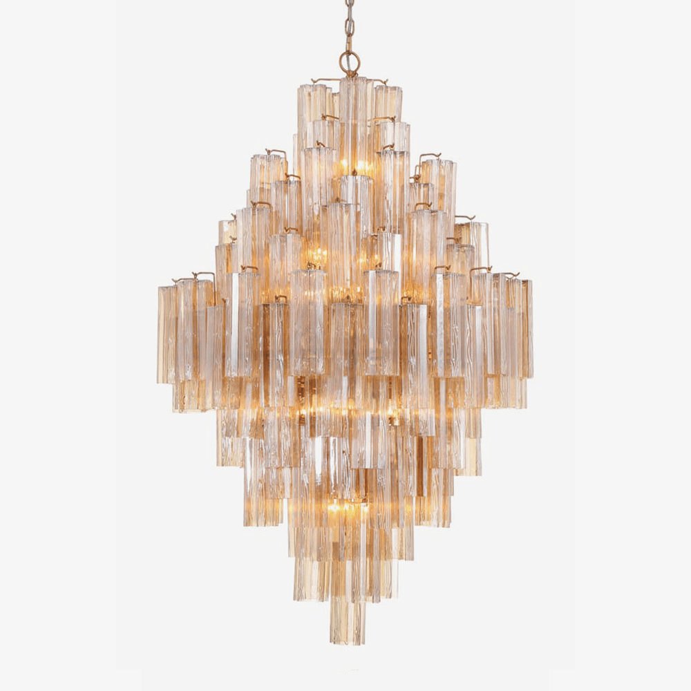 Eirorelle Diamond Chandelier Glass Tube Layered Amber