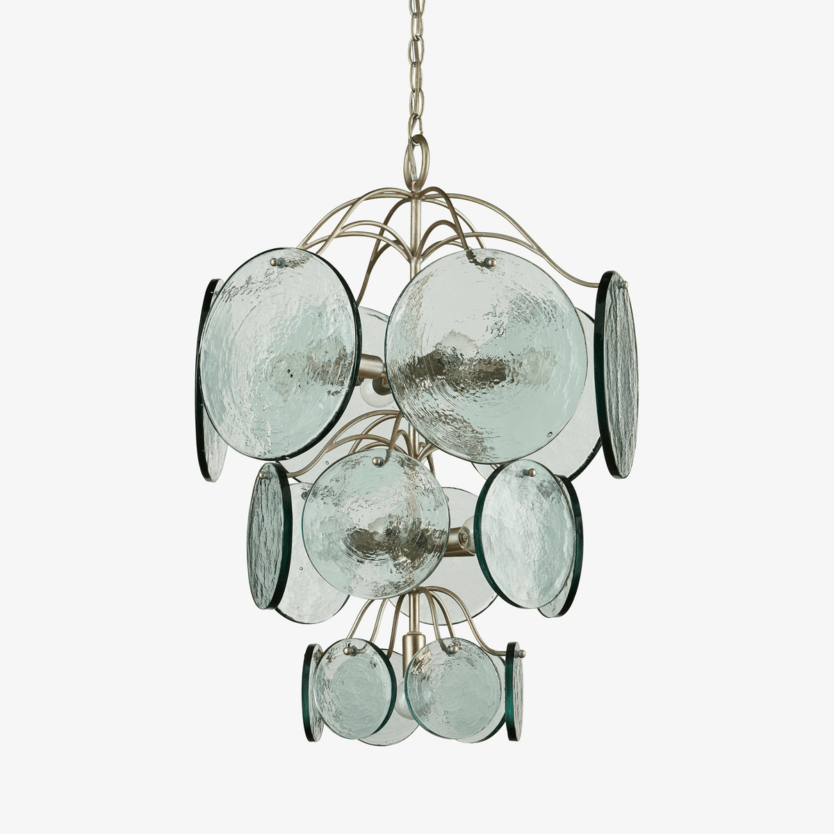 Celeora Chandelier Rovigo Recycled Glass Disc Modern Flowing