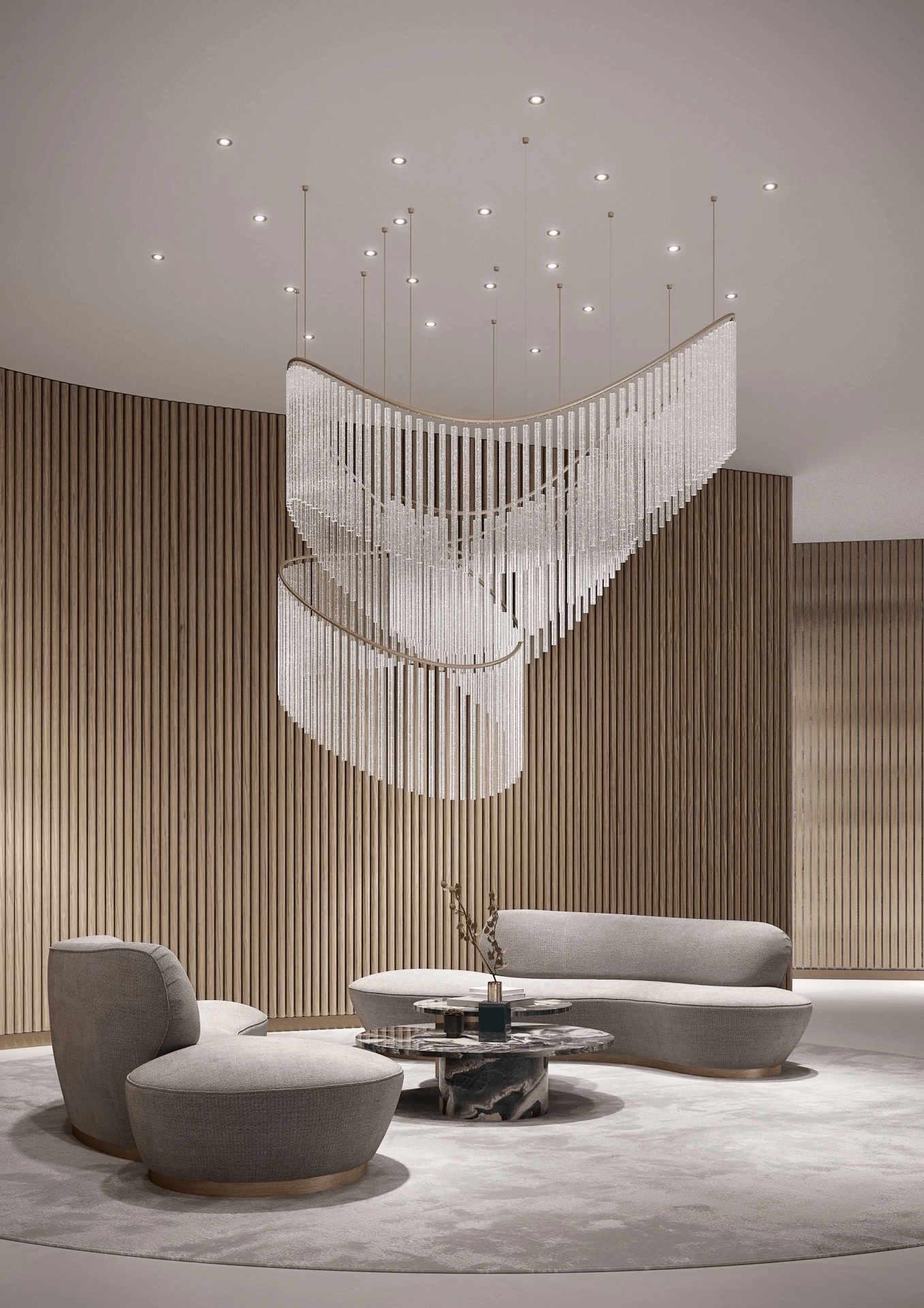 Rivella Shimmering Cascade  Crystal Glass Chandelier