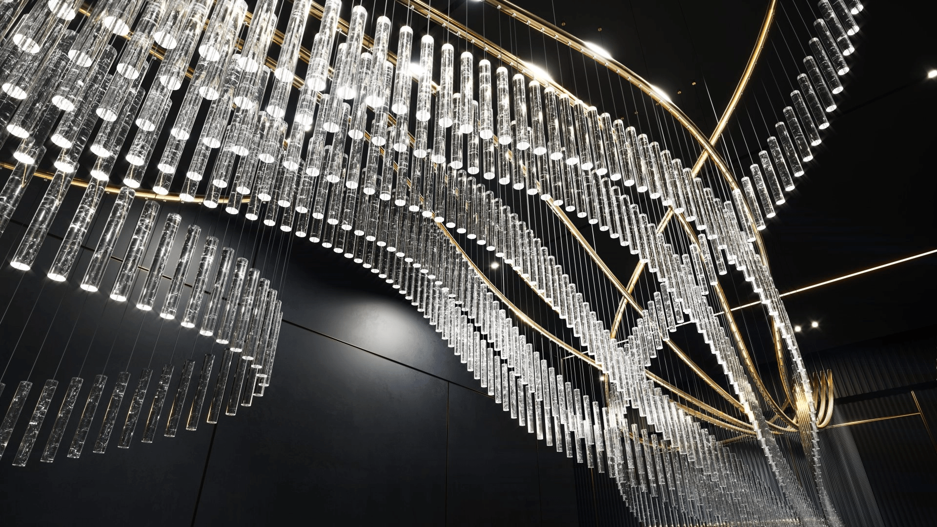 Rivella Shimmering Cascade  Crystal Glass Chandelier